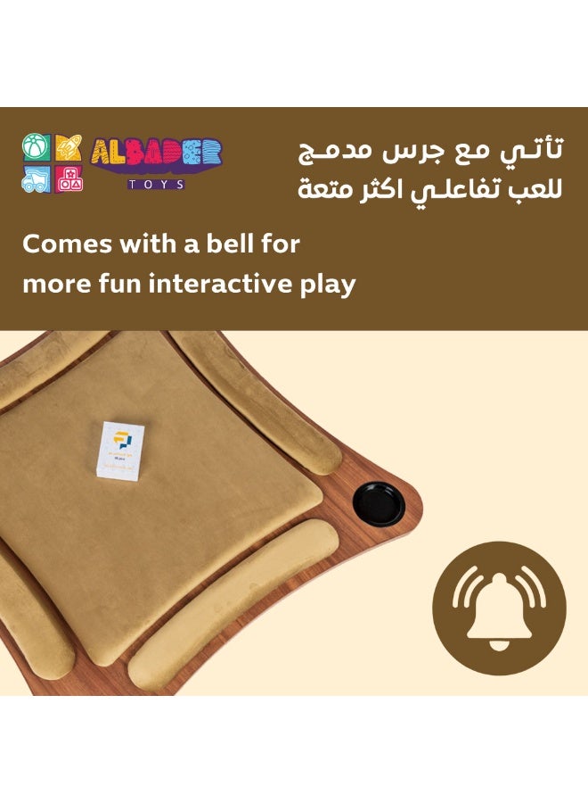 البدر بطاقات لعب خشبية منحنية من البادر، طاولة العاب متوسطة الحجم، طاولة بلوت خشبية منحنية متوسطة الحجم 80 × 80، طاولة بطاقات لعب ارضية، طاولة بقع ارضية (كريمي) - Image 4